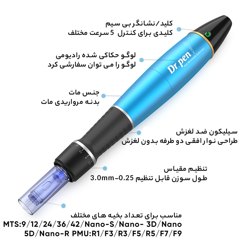خرید درماپن A1W اصلی دکتر پن میکرونیدلینگ همراه آموزش کامل ارسال فوری derma pen