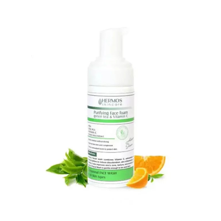 خرید فوم شستشو ویتامین سی و چای سبز هرموس ارسال فوری hermos vitamin c cleansing foam