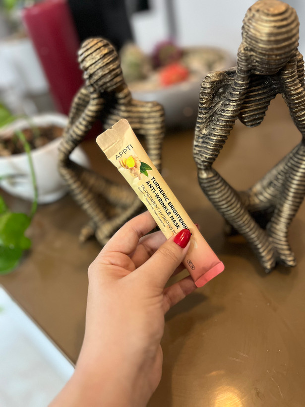 خرید ماسک ساشه ای تک نفره هیدروژلی لاتکسی زردچوبه ارسال فوری Turmeric mask